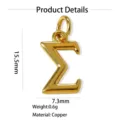 Pendentif lettre grecque Sigma en cuivre plaqué or bijou de mode minimaliste élégant - Pendentif Seul (Sans Chaîne) (Sigma)