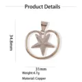 Ciondolo stella marina in rame bagnato oro 18K accessorio di gioielli DIY per collana elegante. - Ciondolo Solo (Senza Catena) (W260809) / 3-Stella marina (oro bianco)