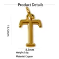Pendentif lettre T en cuivre plaqué or minimaliste, collier élégant accessoire de bijouterie. - Pendentif Seul (Sans Chaîne) (Tau)