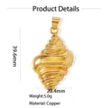 Ciondolo conchiglia oro ottone placcato 18k stile marino oceano DIY collana accessorio gioiello - Ciondolo Solo (Senza Catena) (W260809) / 4-Conca (oro)
