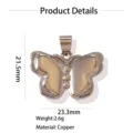 Silberner Schmetterlingsanhänger DIY Halskette Kupferschmuck 21.5x23.3mm Charme Accessoire - Polierter Schmetterling (Weißgold)