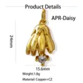 Exquisite 18K gold plated copper flower pendant with sparkling cubic zirconia, DIY accessory. - Daisy Pendant / 1.8g (24x15.6mm) / April - Daisy