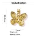 Goldener Schmetterling Anhänger Kupfer Material 22x22.5mm DIY Halskette Schmuck Zubehör - Schmetterling (Gold)