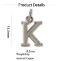 Pendentif lettre K en cuivre charme, accessoire de collier minimaliste avec des détails. - Pendentif Seul (Sans Chaîne) (Kappa) / Argent