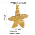 Ciondolo stella marina oro ottone DIY collana accessorio 37x30mm nuovo disegno bello - Ciondolo Solo (Senza Catena) (W260809) / 9-Stella marina (oro)