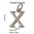 Pendentif minimaliste en cuivre lettre grecque X breloque de collier DIY 15.5mm 0.6g - Pendentif Seul (Sans Chaîne) (Chi) / Argent