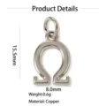 Pendentif lettre grecque Oméga en cuivre plaqué or minimaliste pour collier bijoux. - Pendentif Seul (Sans Chaîne) (Omega) / Argent