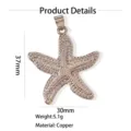 Pendente stella marina in ottone 37x30mm accessorio gioielli DIY per collana, stile mare. - Ciondolo Solo (Senza Catena) (W260809) / 10-Stella marina (platino)