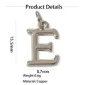 Pendentif lettre E minimaliste en cuivre, charm initial élégant pour colliers personnalisés. - Pendentif Seul (Sans Chaîne) (Epsilon) / Argent
