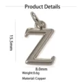 Pendentif lettre Z minimaliste en métal pour la fabrication de bijoux de collier de bricolage - Pendentif Seul (Sans Chaîne) (Zeta) / Argent
