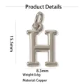 Pendentif lettre H en cuivre minimaliste avec dimensions claires pour la fabrication de bijoux. - Pendentif Seul (Sans Chaîne) (Eta) / Argent