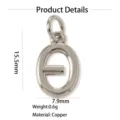 Pendentif lettre grecque en cuivre minimaliste, charm léger de 15.5x7.9mm pour collier. - Pendentif Seul (Sans Chaîne) (Theta) / Argent