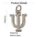 Pendentif en cuivre avec lettre grecque Psi minimaliste accessoire bijoux, argent, 15.5mm - Pendentif Seul (Sans Chaîne) (Psi) / Argent