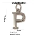 Pendentif lettre P minimaliste en cuivre pour colliers personnalisés, accessoire de bijoux. - Pendentif Seul (Sans Chaîne) (Rho) / Argent