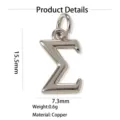 Pendentif lettre grecque Sigma en cuivre plaqué or collier minimaliste bijou élégant - Pendentif Seul (Sans Chaîne) (Sigma) / Argent