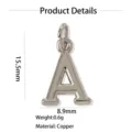 Pendentif lettre A minimaliste en cuivre plaqué argent, accessoire de bijoux 15.5x8.9mm. - Pendentif Seul (Sans Chaîne) (Alpha) / Argent