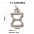 Pendentif lettre en cuivre argenté minimaliste, taille compacte 15.5x8.9mm, léger 0.7g. - Pendentif Seul (Sans Chaîne) (Xi) / Argent