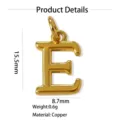 Pendentif lettre E en cuivre plaqué or collier alphabet minimaliste bijoux tendance femme - Pendentif Seul (Sans Chaîne) (Epsilon) / Or
