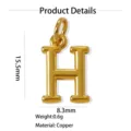 Pendentif lettre H en cuivre plaqué or bijou minimaliste 15.5x8.3mm accessoire léger élégant. - Pendentif Seul (Sans Chaîne) (Êta) / Or