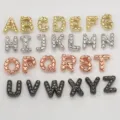 Ensemble de pendentifs creux visage souriant alphabet A-Z, bijoux DIY quatre couleurs. - Lettre A / Or