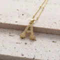 Collier Pendentif Lettre Initiale Or Micro Serti Zircone Cubique Élégant Bijou Tendance - Lettre A (Pendentif Uniquement)