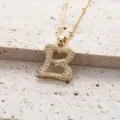 Collier pendentif lettre B en zircon micro-serti doré, bijoux élégants en laiton. - Lettre B (Pendentif Uniquement)