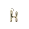 Gold plated brass letter H pendant charm with sparkling crystal stone for DIY jewelry making - Letter H / Gold