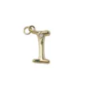 Gold plated brass letter I pendant charm with sparkling rhinestone, perfect for DIY jewelry. - Letter I / Gold