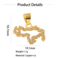 Ciondolo mappa in rame zircone dorato collana gioiello accessorio moda stile regalo chic - Ciondolo Mappa Zirconia (Stile 7)
