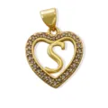 Gold Plated Letter S Heart Pendant Sparkling Cubic Zirconia DIY Jewelry Necklace Accessory - Letter S (Pendant) / Gold