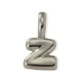 Silver-tone puffy letter Z pendant, glossy metal brass DIY jewelry charm for necklace. - Silver Style Z