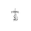 Puffy letter T silver metal pendant charming minimalist DIY jewelry accessory detail shot - Letter T / Pendant Only (Without Chain) / Silver