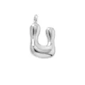 Silver puffed letter pendant minimalist cute metal charm for DIY jewelry making and earrings. - Letter U / Pendant Only (Without Chain) / Silver