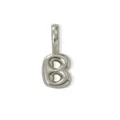 Silver puffy letter B pendant charm, minimalist silver plated brass DIY jewelry accessory - Silver Style B