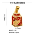 Ciondolo collana a forma di cartone del latte in rame dorato e smaltato, gioiello elegante. - Ciondolo Cartone Latte Rosso (Stile 13)