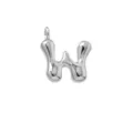 Silver Puffy Letter W Pendant Cute Bubble Alphabet Charm for DIY Necklace Jewelry Making - Letter W / Pendant Only (Without Chain) / Silver