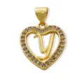 Gold plated brass heart letter pendant sparkling pavé zircon charm DIY fashion jewelry. - Letter Y (Pendant) / Gold
