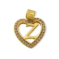 Gold Plated Z Letter Heart Pendant With CZ Stones DIY Jewelry Necklace Accessory - Letter Z (Pendant) / Gold