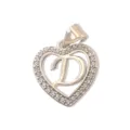 Silver tone heart letter D pendant pave rhinestone charm DIY necklace jewelry accessory - Letter D (Pendant) / Silver