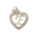 Heart-shaped alphabet pendant with sparkling stones, stylish DIY letter F jewelry piece. - Letter E (Pendant) / Silver