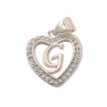 Heart rhinestone letter G pendant, silver tone DIY fashion jewelry accessory for necklace bracelet. - Letter G (Pendant) / Silver