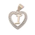 Cross-border hot selling 18K gold plated brass heart letter pendant DIY jewelry necklace. - Letter I (Pendant) / Silver