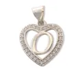 Silver heart letter O pendant pave rhinestone charm necklace accessory stylish DIY jewelry - Letter O (Pendant Only) / Silver
