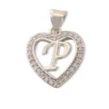 Heart shaped letter P pendant necklace charm stylish brass jewelry accessory for DIY gifts. - Letter P (Pendant Only) / Silver