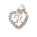 Silver Rhinestone Heart Letter R Pendant Charm for DIY Necklace Bracelet Jewelry Making - Letter R (Pendant Only) / Silver