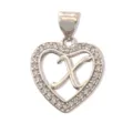 Chic 18K gold plated brass heart letter X pendant sparkling cubic zirconia DIY jewelry accessory - Letter X (Pendant Only) / Silver