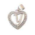Silver heart letter pendant with sparkling pavé cubic zirconia, perfect for DIY jewelry making. - Letter Y (Pendant) / Silver