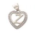 Letter Z Heart Rhinestone Pendant Charm for DIY Necklace Bracelet Jewelry Accessory - Letter Z (Pendant) / Silver
