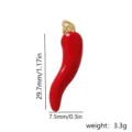 Red enamel chili pepper pendant detail view, 29.7mm metal DIY jewelry accessory design. - 7.5mm (29.7mm x 7.5mm)