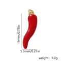 Red enamel chili pepper pendant detail, gold ring connector, 19mm size, DIY accessory. - 5.3mm (19mm x 5.3mm)